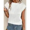 Nova Camiseta Texturizada de Manga Curta com Gola Redonda Estilo Europeu e Americano para Mulheres 2025, Vestuário Feminino de Comércio Exterior Transfronteiriço