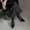 Botines ajustados para mujer, hechos de piel de primera calidad, nuevo estilo otoño/invierno, piel genuina, punta fina, cierre lateral, tacón de aguja, bota individual, botín