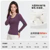 Camiseta Básica de Color Sólido con Cuello Redondo para Mujer, Nuevo Estilo Otoño, Ajuste Delgado Elástico, Hombro Normal, Manga Larga, Adelgazante, Top Básico Versátil