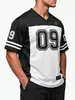 Camiseta de Verano para Hombre Estilo Americano Juvenil Holgada de Malla Secado Rápido Transpirable de Manga Corta para Hombre Cuello en V para Correr Entrenamiento Baloncesto Uniforme