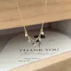 Collar de Plata de Ley S925 con Topacio Azul para Mujer Estilo Japonés Lujo Ligero Retro Nicho Diseño Sensación de Alta Gama Anillo Pequeño Popular en el Libro Rojo
