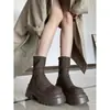 Botines Mujer Suela Gruesa Botas Elásticas 2026 Nuevo Estilo Otoño Botas Adelgazantes Versátiles Botas Ruched Adelgazantes Botines Cortos Mujer