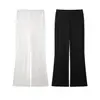 26830-26 Pantalones casuales de casa de verano estilo coreano de cintura alta elástica con jacquard hueco