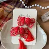 Novo Estilo Coreano Grampo de Cabelo de Tecido com Laço Vermelho Clipe Lateral para Franja Acessórios de Cabelo com Franja Feitos à Mão para Crianças e Mulheres