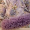 Ropa infantil Ningli para niñas, Hanfu 25, vestido cheongsam acolchado con forro polar y bordado chino de Año Nuevo para niñas pequeñas, color morado