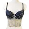 Estilo europeu e americano cross-border palco diamante tassel sexy charmoso dança do ventre tubo top grande sem costas triângulo copo sutiã frisado