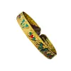 Pulseira de Prata Oito Tesouros Feminina Cor Esmalte Dourado Método Antigo para Ganhar Dinheiro e Paz Prata Esterlina 9999 Abertura Estilo Étnico Pulseira de Tornozeleira de Prata