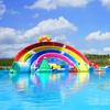 Parque Acuático Inflable Móvil para Exteriores, Piscina Combinada con Tobogán de Agua, Instalaciones de Diversión Acuática para Superar Niveles