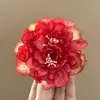 Nuevo Estilo Pinza para el Cabello de Flor de Peonía con Pistilo, Accesorio para el Cabello Estilo Vacaciones en la Costa, Combinado con una Pinza para el Cabello Atmosférica y Elegante, Pinza de Pato