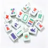Pingente mini mahjong de resina acessório DIY, amuleto da sorte simulado vermelho "Meio Vermelho", material para brincos e colares