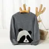 Chaleco de Punto de Cachemira Estilo Coreano para Niños con Dibujo de Panda Invierno Otoño Nuevo Estilo Unisex Versión Coreana Suelto Engrosado Suéter