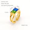 Joyería Retro Europea y Americana de Acero Inoxidable Anillo de Piedra Lunar con Líneas Geométricas Irregulares, Anillo Abierto Ajustable para Mujer