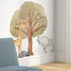 Pegatinas de Pared Transfronterizas de Elefante y Jirafa de Dibujos Animados bajo el Árbol, Autoadhesivas de PVC para Paredes de Fondo de Dormitorio y Habitación Infantil