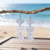 Aretes de Corazón de Tres Capas Rosa Barbie Súper Brillantes Estilo Océano Ins con Estrella de Mar y Concha de Acrílico Aretes del Día de San Valentín