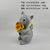 Manualidades Creativas de Resina Adornos Luminosos Solares, Gato Simulado Sosteniendo Girasol, Decoraciones para Jardín al Aire Libre