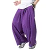 Nuevos pantalones cargo casuales de pierna ancha, corte holgado, estilo perezoso para hombre, talla grande, pantalones largos de paracaidista para verano, pantalones harén, morado