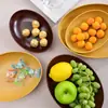 Cuencos y Platos Ovalados con Textura de Madera, Platos para Frutas, Platos para Dulces, Ventas Directas de Fábrica, Estilos Multifuncionales de Doble Propósito para Frutas y Verduras