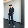 Conjunto de Modal~Sudadera con Cremallera y Cuello Alto Ajustada Pantalones Rectos de Tiro Alto de Modal para Mujer 26 Nuevo Primavera/Verano H032107
