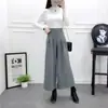Foto Real Calça de Lã Wide Leg Feminina Outono Inverno 2023 Nova Cintura Alta Solta Estilo Coreano Emagrecedora Reta Comprimento no Tornozelo