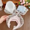 Bufanda Triángulo Diadema con Lazo de Cinta de Encaje para Mujer, Pañuelo para Sesión de Fotos Estilo Pastoral, Diadema Integrada, Pasador, Accesorio para el Cabello