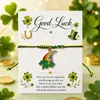 Calle. Pulsera de la Suerte para el Día de San Patricio Trébol de Cuatro Hojas Colgante de Aleación de Buena Suerte Pulsera Ajustable
