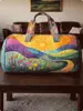 Nova marca independente TEMU Amazon bolsa de viagem de algodão acolchoado, bolsa de yoga feminina estampada da moda, bolsa de mão