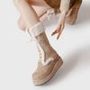 Botas de Nieve de Forro Completo de Pelo de Caña Alta Versátiles Personalizadas de Fábrica para Mujer Botas de Algodón Cálido Espesadas de Terciopelo Nuevas