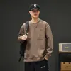 Sudadera de Algodón para Hombre 2026 Otoño/Invierno Cuello Redondo Holgada Transpirable Casual Estilo Hong Kong Manga Larga Chaqueta para Hombre