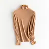 Suéter térmico de lana de cuello alto, top de punto liso de manga larga simple, nuevo top ajustado para otoño e invierno
