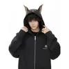 Sudadera con capucha y cremallera bordada de estilo retro suelta para hombre de Otoño e Invierno Chaqueta Cardigan de estilo harajuku literario perezoso para hombre