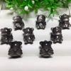 Cristal Natural Obsidiana Prateada Urso Anjo Escultura Pulseira Acessórios Acessórios DIY Pingente Colar