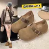 Zapatos Casuales de Resbalar Otoñales Versátiles Zapatos de Suela Gruesa con Hebilla para Aumentar Altura Interior Mocasines Estilo Retro Correa de Cuero Nuevo Estilo 2026