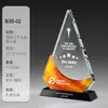 Trofeo de Cristal Hecho a Medida Reunión Anual de la Empresa Premio al Empleado Destacado Producción Grabado Gratuito Medalla de Oro Regalo de Conferencia