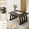 Ventana de Bahía Minimalista Estilo Chino Mesa de Té Pequeña Vintage Repisa de Ventana Balcón Mesa de Té de Bambú Mesa Baja Alfombra Mesa Pequeña Asientos en el Suelo