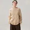 Suéter de punto con cuello semialto para otoño e invierno, suéter de cachemira de seis hilos trenzado grueso para mujer, holgado, elegante, cálido, camiseta de punto básica