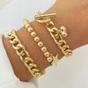 Pulsera de Cadena de Aleación de Metal Multicapa Europea y Americana Set Personalizado Mix and Match Adornos de Mano Pulsera de Disco de Estrella de Cinco Puntas Corazón para Mujer