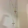 Collar de Cruz de Zircón de Color Dopamina en el Mismo Estilo que Fang Yuan, Estilo Dulce-Cool Vintage, Diseño de Nicho, Súper Brillante y Único