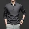 [Contém Seda de Amora + Lã de Ovelha] Camisa Polo Masculina de Manga Longa 2025 Outono Nova Camiseta Casual para o Dia a Dia