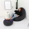 Sofá Inflável Dobrável Preguiçoso com Flocking Espesso, Cadeira Sofá Portátil para Casa e Exterior com Pedal, Poltrona Reclinável Confortável