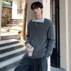 Suéter de punto de imitación de dos piezas para hombre con cuello polo, patrón de trenzas tejido, estilo old money, otoño e invierno, venta al por mayor de fábrica transfronteriza