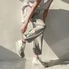 Calça Esportiva Masculina Verão e Outono Nova Fina Estilo Coreano Tendência Solta Reta Cordão Leggings Calça de Moletom Casual