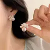 Pendientes de Perla de Colores Contrastantes Grandes y Pequeños, Pendientes Únicos de Zirconia, Estilo Perezoso, Sensación de Alta Gama, Sencillos y Minimalistas
