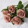 Rosas de Terciopelo Sintético Cuidadosamente Seleccionadas para San Valentín Decoración de Boda para el Hogar Pared de Flores Tacto Flores Sintéticas Flores Artificiales Falsas