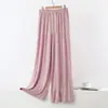 Pantalones de Modal para Dormir con Cordón, Pantalones Rectos para Mujer, Pantalones de Pierna Ancha de Cintura Alta, Pantalones Largos Sueltos Finos, Pantalones para Casa, Pantalones Elásticos de Baile