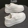 Zapatos de Plataforma con Cordones de Piel de Vaca de Primera Capa para Mujer 2026 Otoño Nuevos Versátiles de Suela Gruesa Blancos para Mujer Zapatos Deportivos Casuales