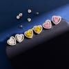 Aretes de tachuela de suministro en vivo, temperamento amoroso, para la oficina, mujeres, exquisitos, simples, estilo Ins, rosa dulce, amarillo, forma de corazón, joyería para el oído