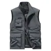 Colete masculino novo transfronteiriço colete de exterior multi-bolsos gola alta de alta qualidade colete liso secagem rápida plus size colete para homens