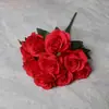 Flores Artificiales para Salón de Bodas, Ramo Falso de Rosas de 9 Cabezas, Adornos para Decoración del Hogar, Flores de Mano, Pared de Flores de Seda Transfronteriza