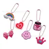 Estilo Femenino Rosa Cadena de Cuentas de Corazón de PVC Encanto Llavero de Estrella con Lazo Accesorio para Bolso Colgante Pequeño Regalo
