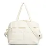 Bolsa de Maquiagem Portátil de Cor Sólida Estilo Coreano de Grande Capacidade, Necessaire de Viagem Cor Macaron, Bolsa de Armazenamento Conveniente de Nylon com Divisórias